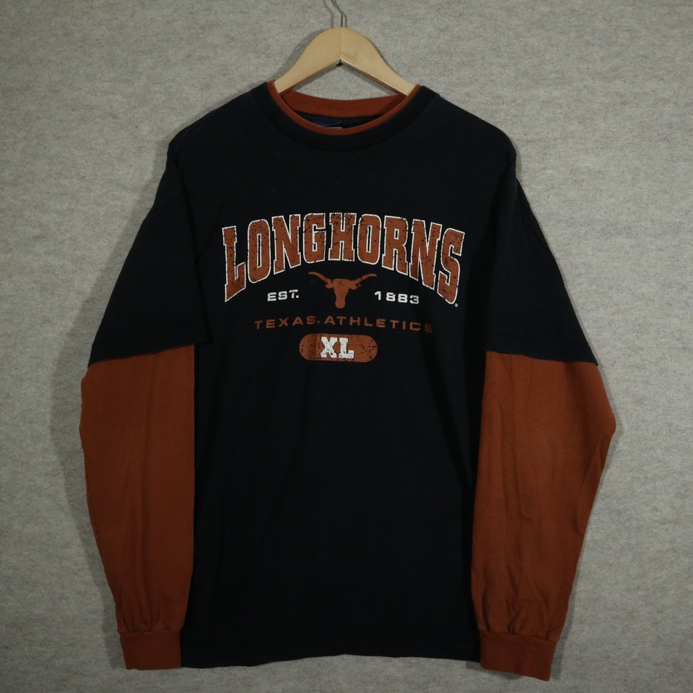 Vintage Texas Longhorns Champs Sports Shirt Mens Medium Black Orange Y2K Skater